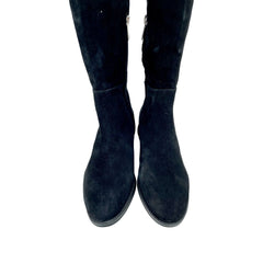 Sam Edelman Pam Black Suede Leather Over the Knee Black Boots