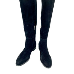 Sam Edelman Pam Black Suede Leather Over the Knee Black Boots