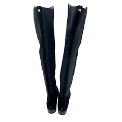 Sam Edelman Pam Black Suede Leather Over the Knee Black Boots