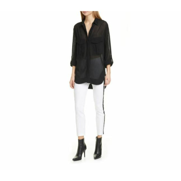 Rag & Bone Simone White Ankle High Rise Zipper Side Stripe Pants