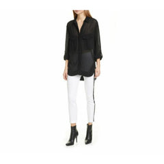 Rag & Bone Simone White Ankle High Rise Zipper Side Stripe Pants