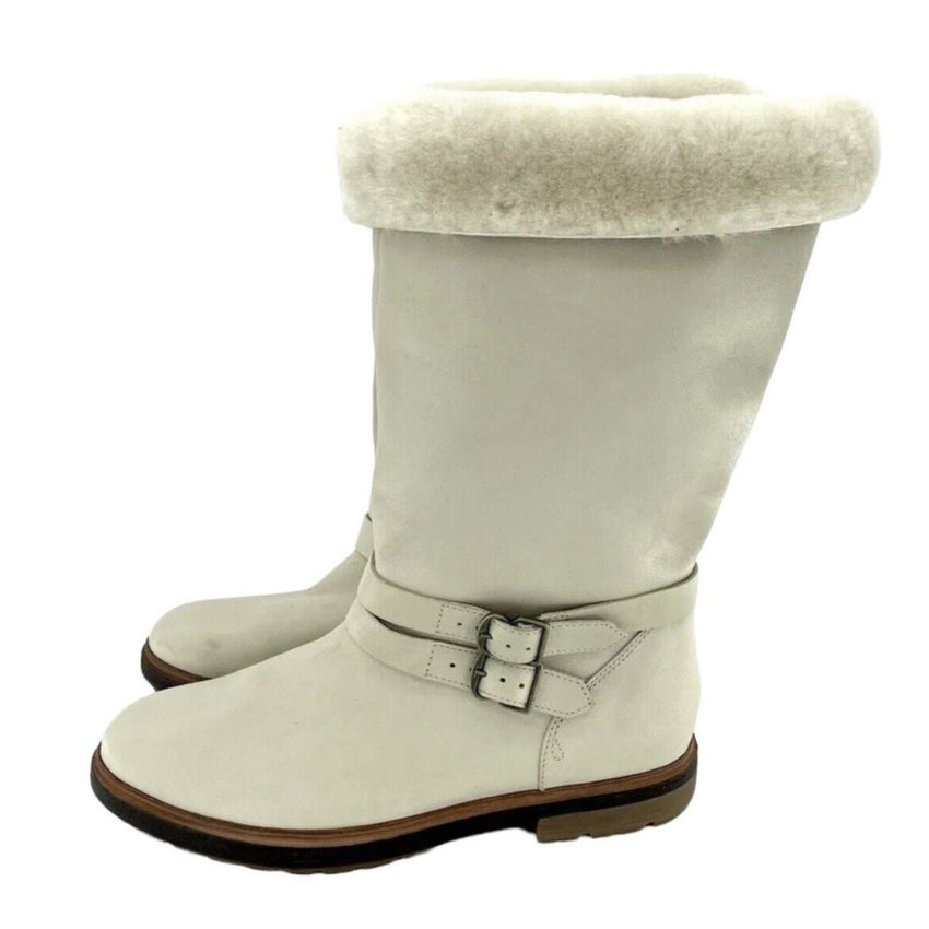 Timberland Pull On Fur Lining Cream Leather Boots