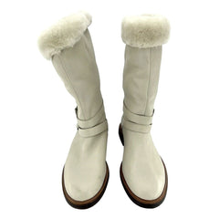 Timberland Pull On Fur Lining Cream Leather Boots