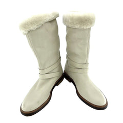 Timberland Pull On Fur Lining Cream Leather Boots