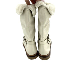 Timberland Pull On Fur Lining Cream Leather Boots