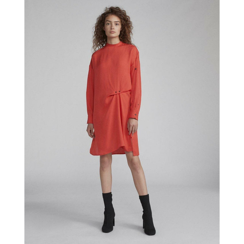 Rag  & Bone Jacklin Red Long-Sleeve Draped Shift Shirt Dress