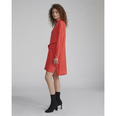Rag  & Bone Jacklin Red Long-Sleeve Draped Shift Shirt Dress