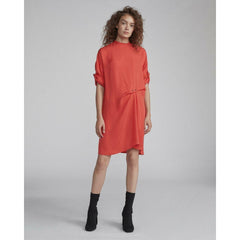 Rag  & Bone Jacklin Red Long-Sleeve Draped Shift Shirt Dress