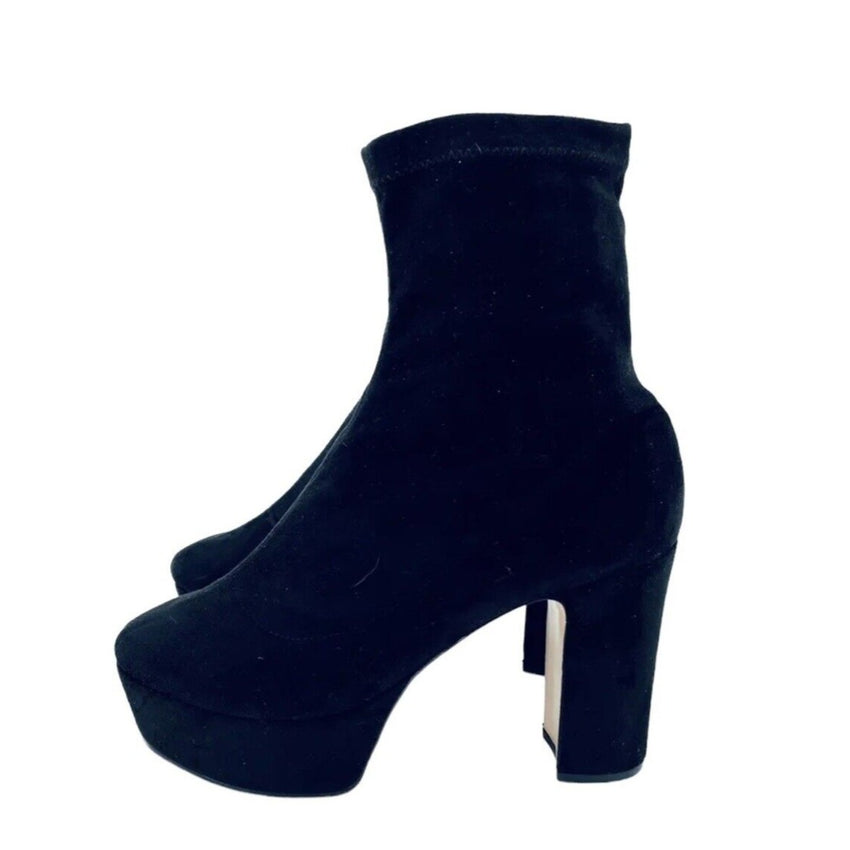 Schutz Susien Black Suede Leather Platform Boots