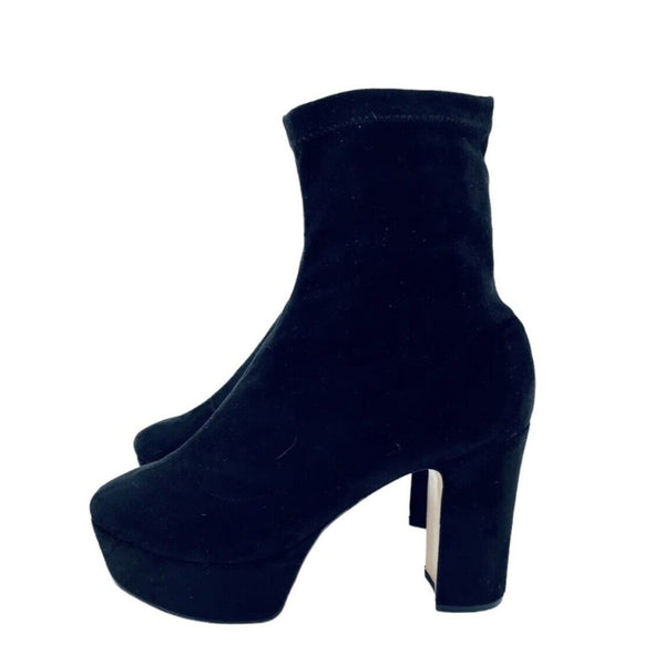 Schutz Susien Black Suede Leather Platform Boots
