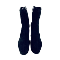 Schutz Susien Black Suede Leather Platform Boots