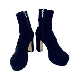 Schutz Susien Black Suede Leather Platform Boots