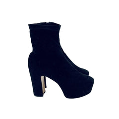Schutz Susien Black Suede Leather Platform Boots