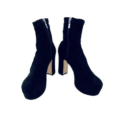 Schutz Susien Black Suede Leather Platform Boots
