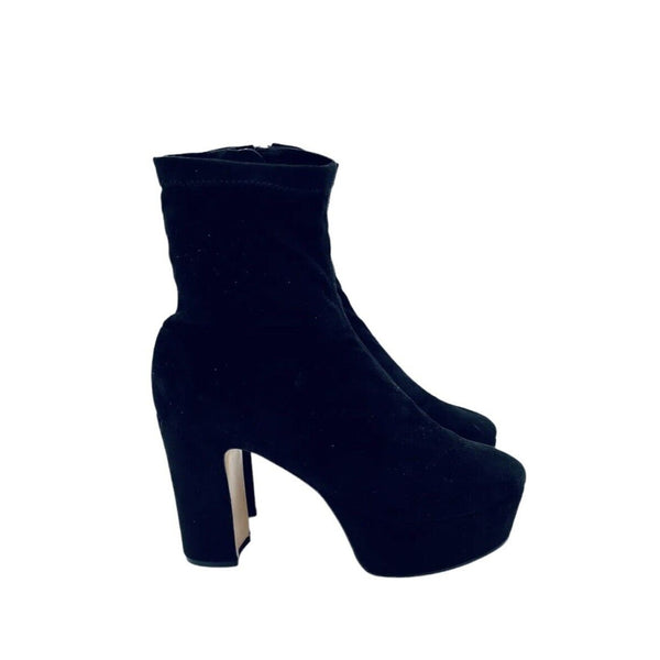 Schutz Susien Black Suede Leather Platform Boots