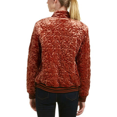 Bernardo Quilted Velvet Bomber Jacket Mahogany Brown