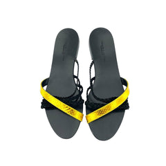 Visconti & Du Reau Snake Print Metallic Strap Leather Flat Sandals