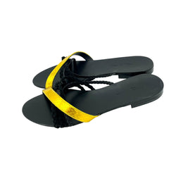 Visconti & Du Reau Snake Print Metallic Strap Leather Flat Sandals