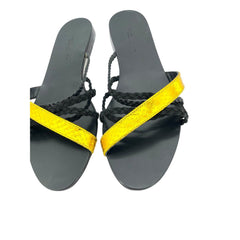 Visconti & Du Reau Snake Print Metallic Strap Leather Flat Sandals