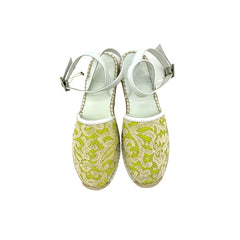 My Twin Twinset D'Orsay Lime Green Lace Leather Espadrilles