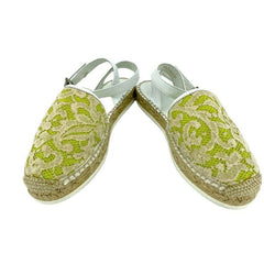 My Twin Twinset D'Orsay Lime Green Lace Leather Espadrilles