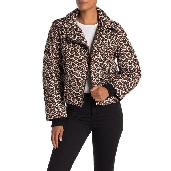 Diane Von Furstenberg Paulina Leopard Print Down Quilted Puffer Jacket