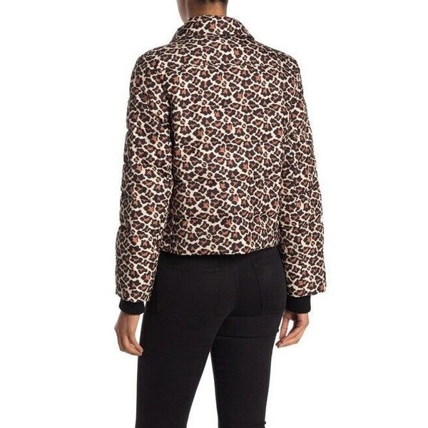 Diane Von Furstenberg Paulina Leopard Print Down Quilted Puffer Jacket