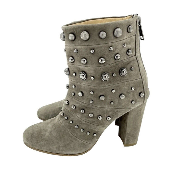Badgley Mischka Taupe Studded Suede Ankle Booties