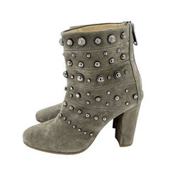 Badgley Mischka Taupe Studded Suede Ankle Booties