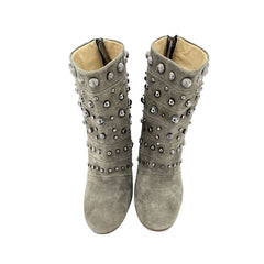 Badgley Mischka Taupe Studded Suede Ankle Booties