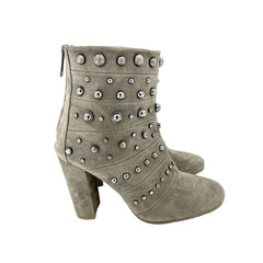 Badgley Mischka Taupe Studded Suede Ankle Booties