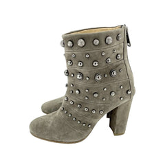 Badgley Mischka Taupe Studded Suede Ankle Booties