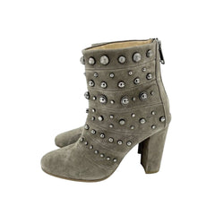 Badgley Mischka Taupe Studded Suede Ankle Booties