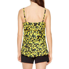 Parker Lemon Print Silk Ruffle Tank Top