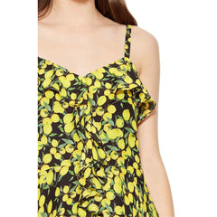 Parker Lemon Print Silk Ruffle Tank Top
