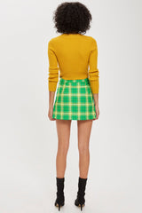 Topshop Green Tartan Pleated Wrap Mini Skirt