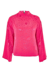 Topshop Jacquard Kimono Sleeve Pink Floral Top