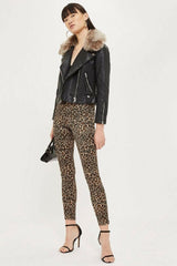 Topshop Jamie Leopard Print Satin Skinny High Rise Jeans