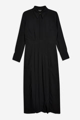 Topshop Pleated Button Down Casual Long Sleeve Midi Dress