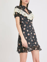 Topshop Rodeo Frill Western Skater Short Floral Print