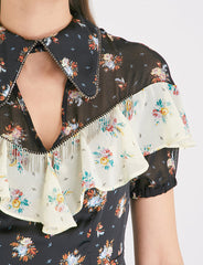 Topshop Rodeo Frill Western Skater Short Floral Print
