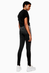 Topshop Jamie Leopard Stripe Grey Skinny High Rise Jeans