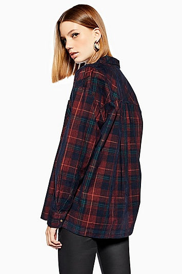 Topshop Plaid Corduroy Shirt
