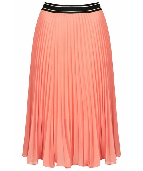 Topshop Pleated Midi Skirt in Peach