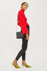 Topshop Lace Up Biker 100% Leather Skinny Pants