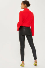 Topshop Lace Up Biker 100% Leather Skinny Pants