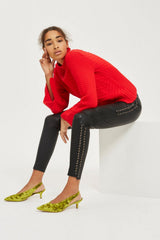 Topshop Lace Up Biker 100% Leather Skinny Pants