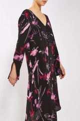 Topshop 100% Silk Asymmetrical Hem Floral Print Dress