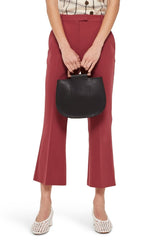 Topshop Slim Kick Flare Cropped Trousers in Rust Brown