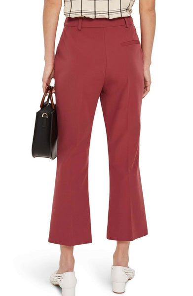 Topshop Slim Kick Flare Cropped Trousers in Rust Brown